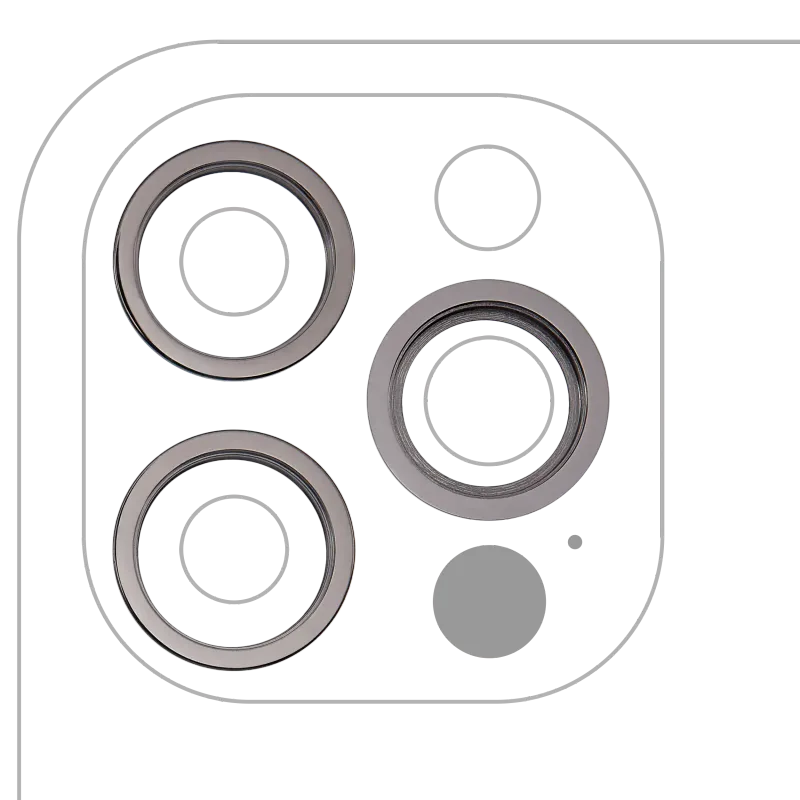 Samotný rámeček sklíčka zadní kamery pro iPhone 12 Pro (grafitová) (sada 3 ks)