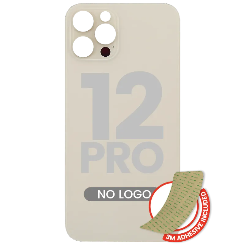 Zadní sklo s lepením 3M pro iPhone 12 Pro (bez loga, velký otvor pro kameru) (zlatá)