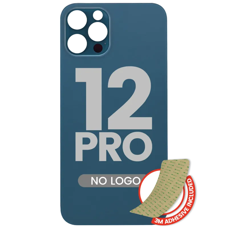 Zadní sklo s lepením 3M pro iPhone 12 Pro (bez loga, velký otvor pro kameru) (tichomořsky modrá)