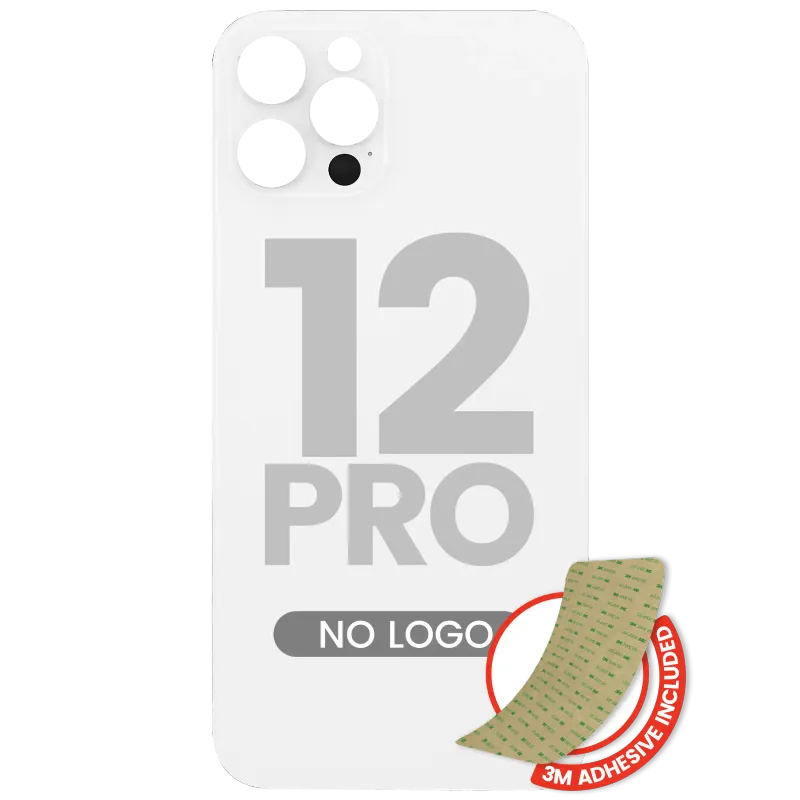Zadní sklo s lepením 3M pro iPhone 12 Pro (bez loga, velký otvor pro kameru) (stříbrná)
