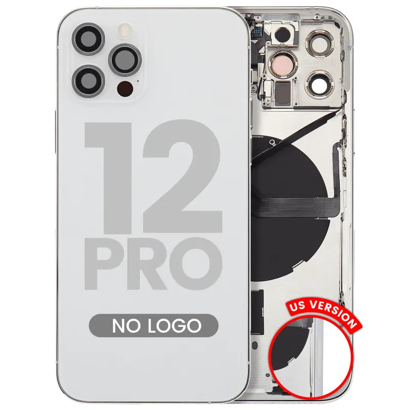 Zadní kryt (housing) s drobnými díly pro iPhone 12 Pro (US verze) (Aftermarket Plus) (stříbrná)