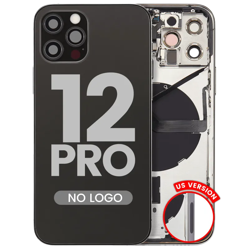 Zadní kryt (housing) s drobnými díly pro iPhone 12 Pro (US verze) (Aftermarket Plus) (grafitová)