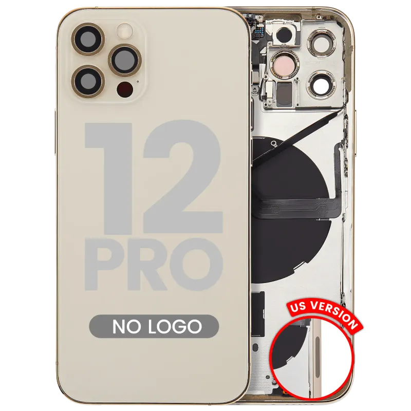 Zadní kryt (housing) s drobnými díly pro iPhone 12 Pro (US verze) (Aftermarket Plus) (zlatá)