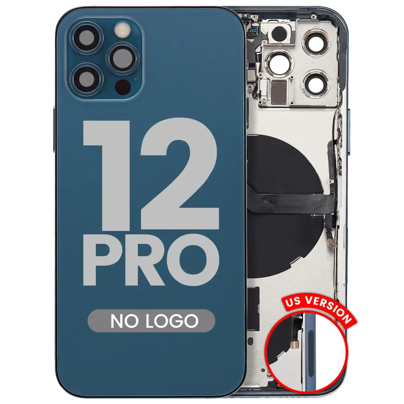 Zadní kryt (housing) s drobnými díly pro iPhone 12 Pro (US verze) (Aftermarket Plus) (tichomořsky modrá)