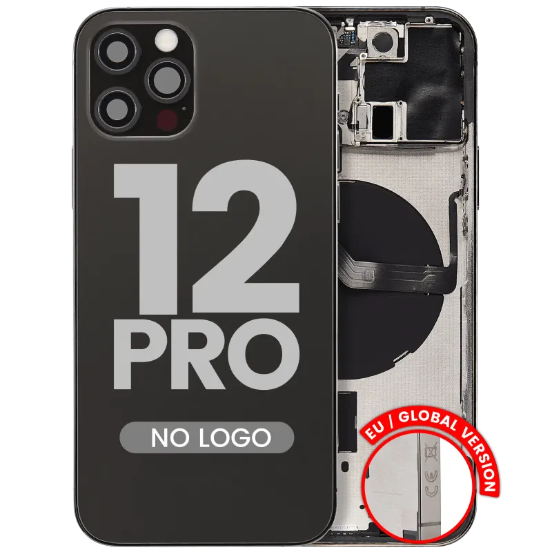 Zadní kryt (housing) s drobnými díly pro iPhone 12 Pro (EU verze) (Aftermarket Plus) (grafitová)