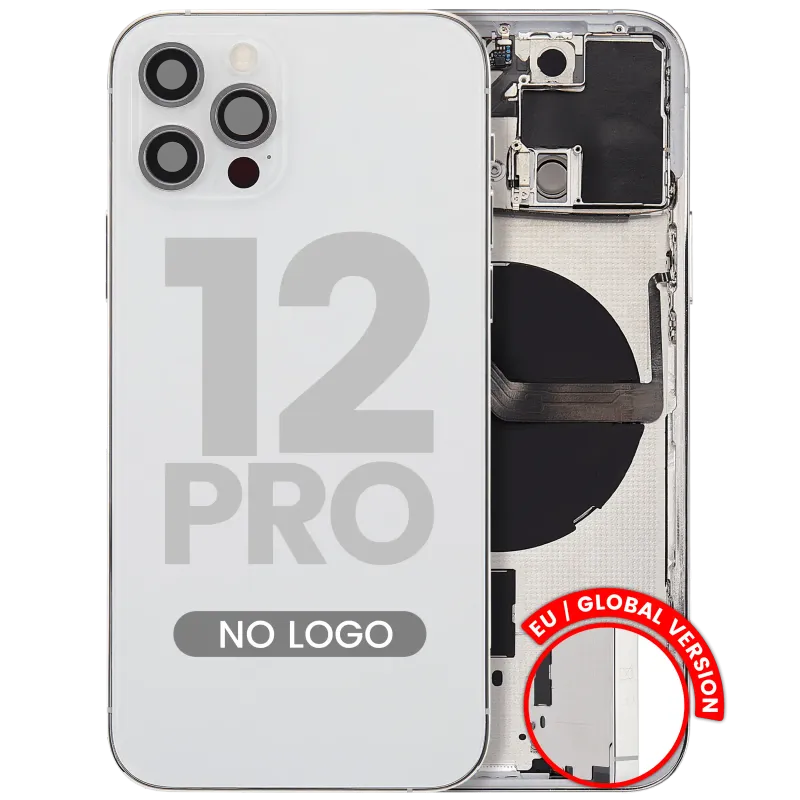Zadní kryt (housing) s drobnými díly pro iPhone 12 Pro (EU verze) (Aftermarket Plus) (stříbrná)