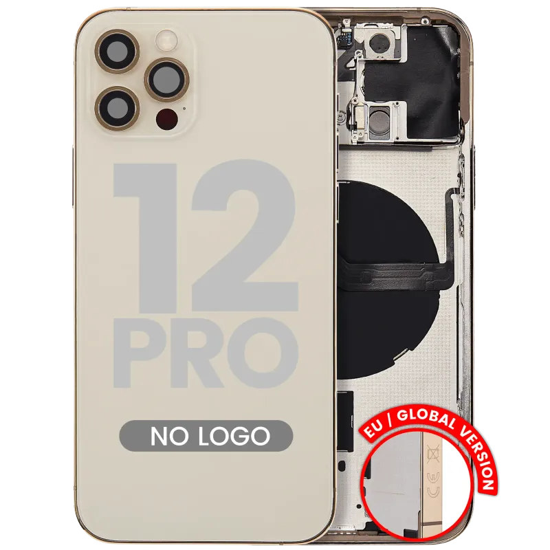 Zadní kryt (housing) s drobnými díly pro iPhone 12 Pro (EU verze) (Aftermarket Plus) (zlatá)