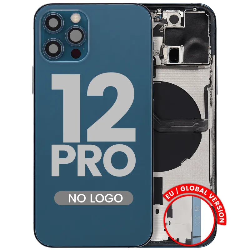 Zadní kryt (housing) s drobnými díly pro iPhone 12 Pro (EU verze) (Aftermarket Plus) (tichomořsky modrá)