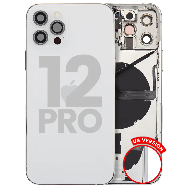 Zadní kryt (housing) s drobnými díly pro iPhone 12 Pro (US verze) (originál z vyřazeného zařízení, stav C) (stříbrná)