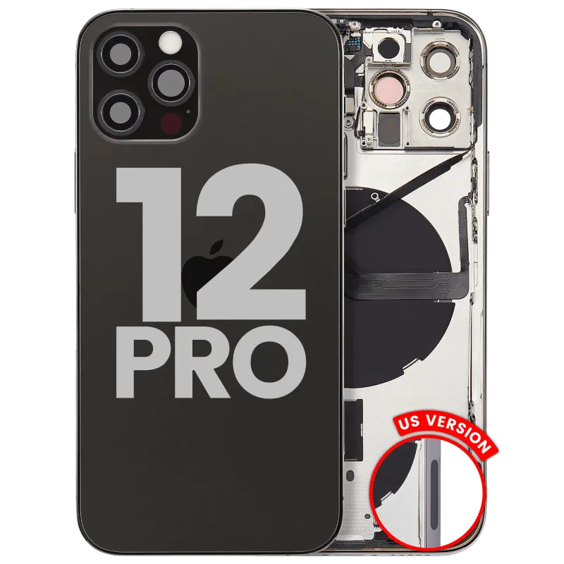 Zadní kryt (housing) s drobnými díly pro iPhone 12 Pro (US verze) (originál z vyřazeného zařízení, stav C) (grafitová)