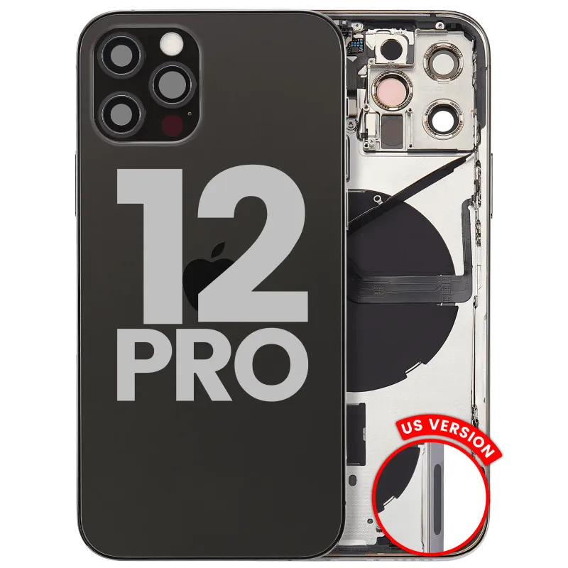 Zadní kryt (housing) s drobnými díly pro iPhone 12 Pro (US verze) (originál z vyřazeného zařízení, stav B) (grafitová)