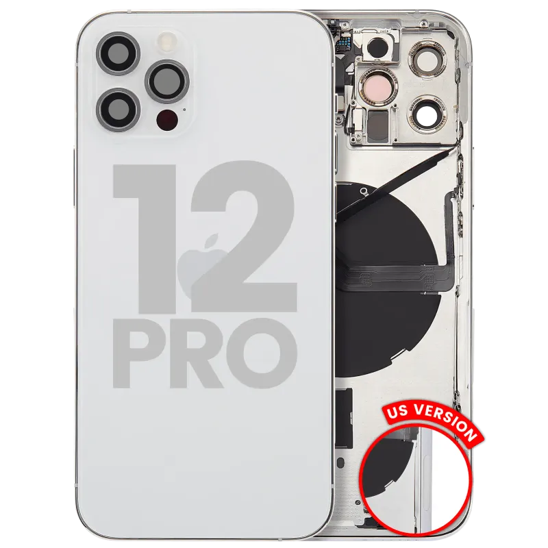 Zadní kryt (housing) s drobnými díly pro iPhone 12 Pro (US verze) (originál z vyřazeného zařízení, stav B) (stříbrná)