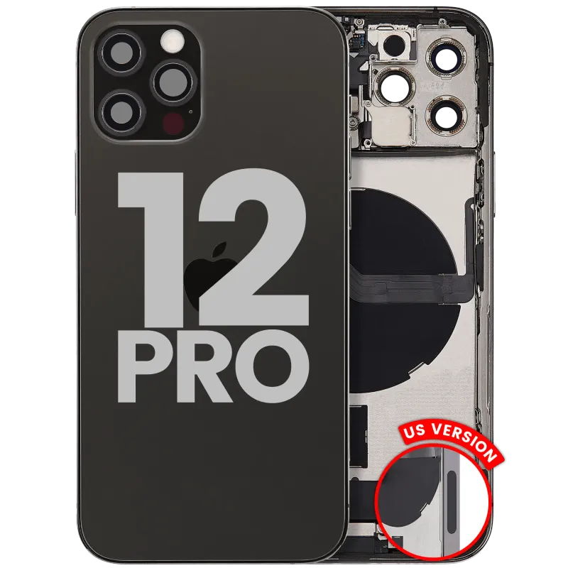 Zadní kryt (housing) s flexem nabíjecího konektoru a drobnými díly pro iPhone 12 Pro (US verze) (originál z vyřazeného zařízení, stav B) (grafitová)