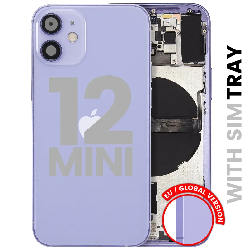 Zadní kryt (housing) s drobnými díly pro iPhone 12 mini (EU verze) (originál z vyřazeného zařízení, stav B) (fialová)