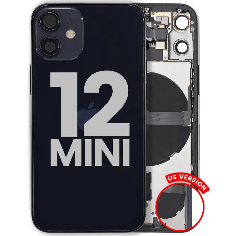 Zadní kryt (housing) s drobnými díly pro iPhone 12 mini (US verze) (originál z vyřazeného zařízení, stav A) (černá)