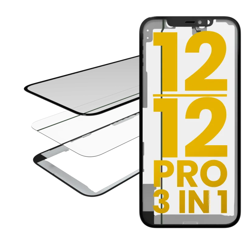 3v1 (sklo s předinstalovanou OCA + rámeček) pro iPhone 12 / 12 Pro (OCA Master)