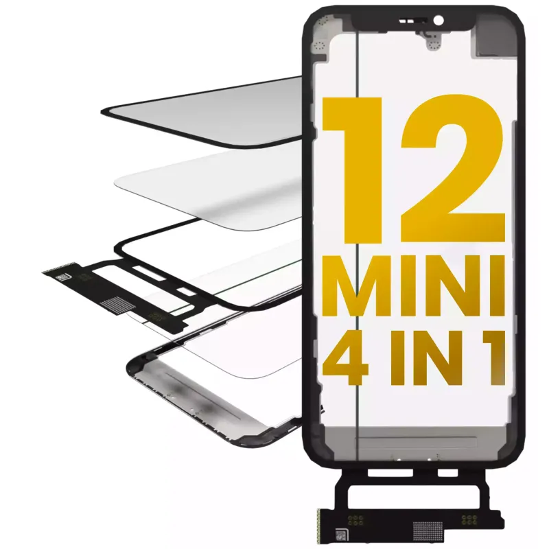 Flex 4v1 krátký (dotyk se sklem + OCA + předinstalovaný rámeček) pro iPhone 12 mini (OCA Master)