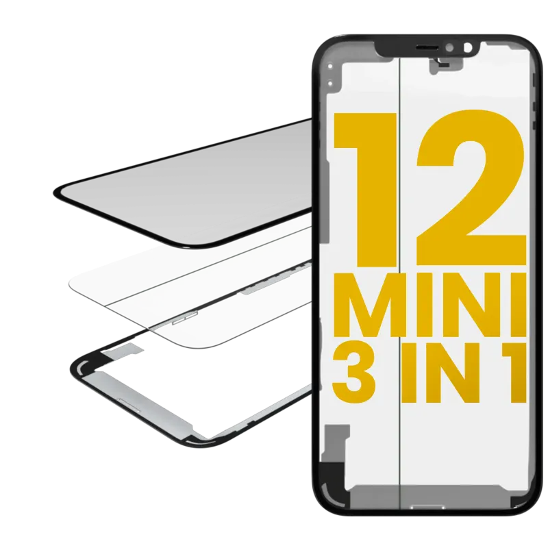 3v1 (sklo s předinstalovanou OCA + rámeček) pro iPhone 12 mini (OCA Master)