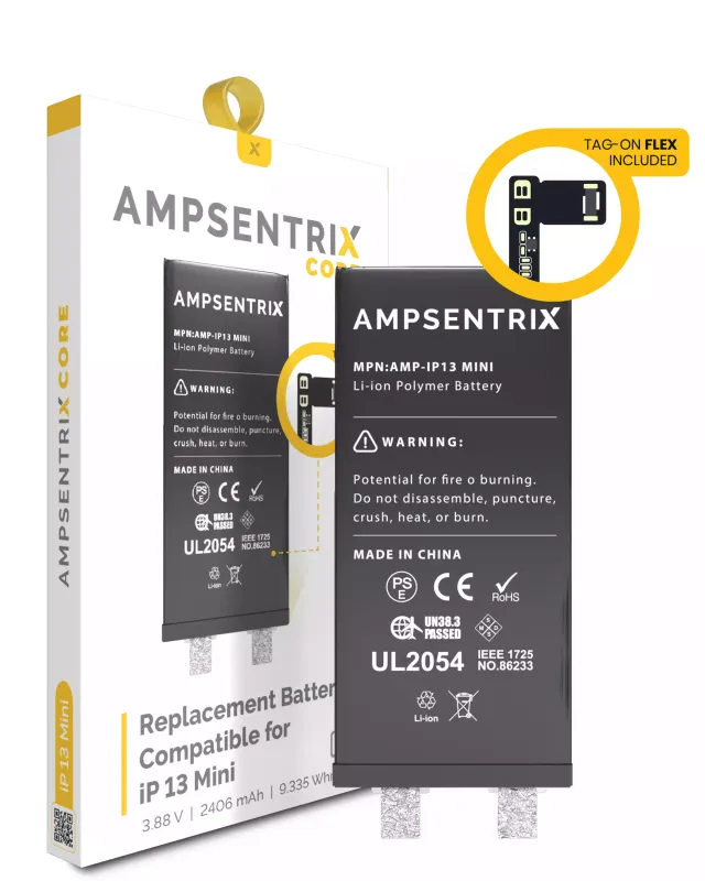 Článek baterie s univerzálním tag-on flexem pro iPhone 13 mini (nutné bodové svařování) (AmpSentrix Core)