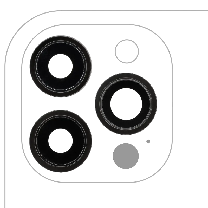 Sklíčko zadní kamery s držákem a rámečkem pro iPhone 12 Pro Max (sada 3 ks) (Aftermarket Plus) (grafitová)