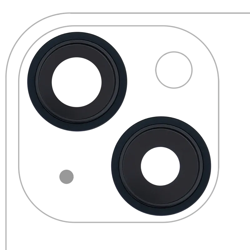 Sklíčko zadní kamery s držákem a rámečkem pro iPhone 13 / 13 mini (sada 2 ks) (Aftermarket Plus) (temně inkoustová)
