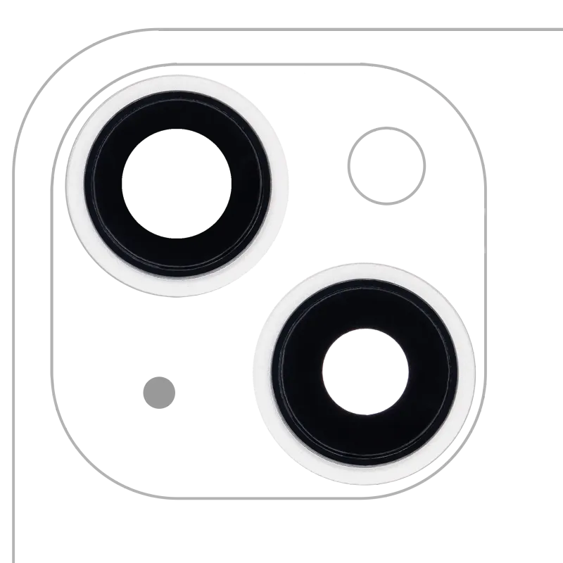 Sklíčko zadní kamery s držákem a rámečkem pro iPhone 13 / 13 mini (sada 2 ks) (Aftermarket Plus) (hvězdně bílá)