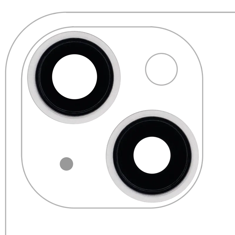 Sklíčko zadní kamery s držákem a rámečkem pro iPhone 13 / 13 mini (sada 2 ks) (pravý safír) (Premium) (hvězdně bílá)