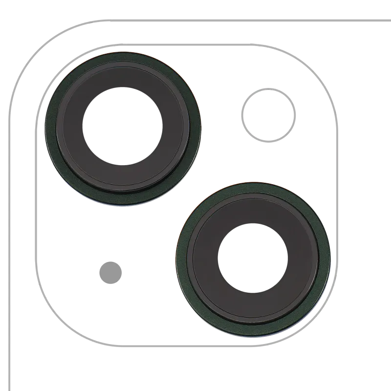 Sklíčko zadní kamery s držákem a rámečkem pro iPhone 13 / 13 mini (pravý safír) (Premium) (zelená)