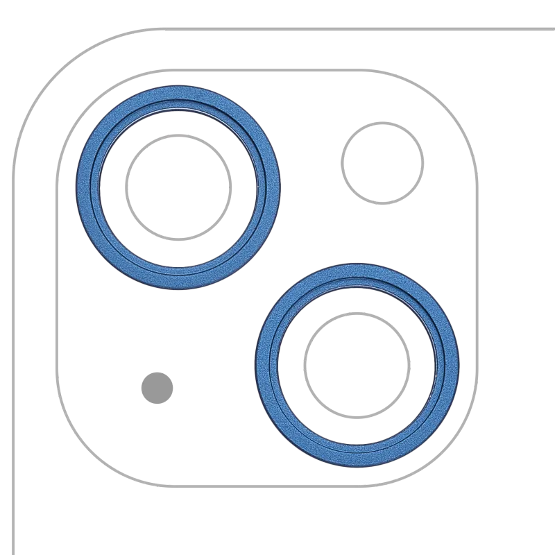 Samotný rámeček sklíčka zadní kamery pro iPhone 13 / 13 mini (sada 2 ks) (modrá) (balení 10 ks)