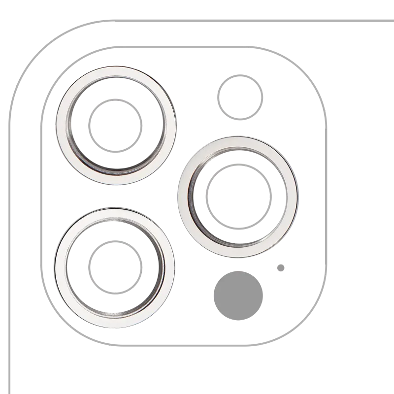 Samotný rámeček sklíčka zadní kamery pro iPhone 12 Pro Max (stříbrná) (sada 3 ks) (balení 10 ks)