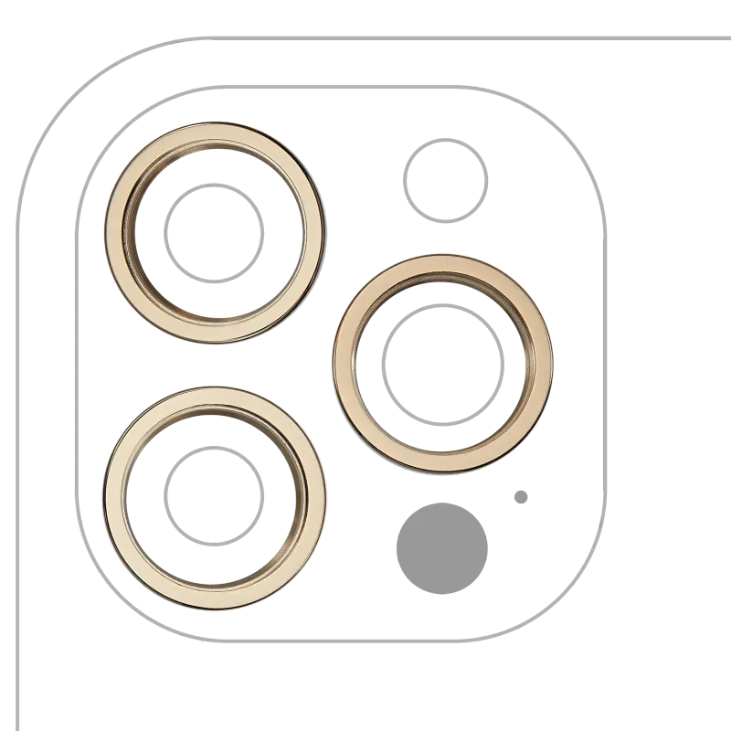 Samotný rámeček sklíčka zadní kamery pro iPhone 12 Pro Max (zlatá) (sada 3 ks) (balení 10 ks)