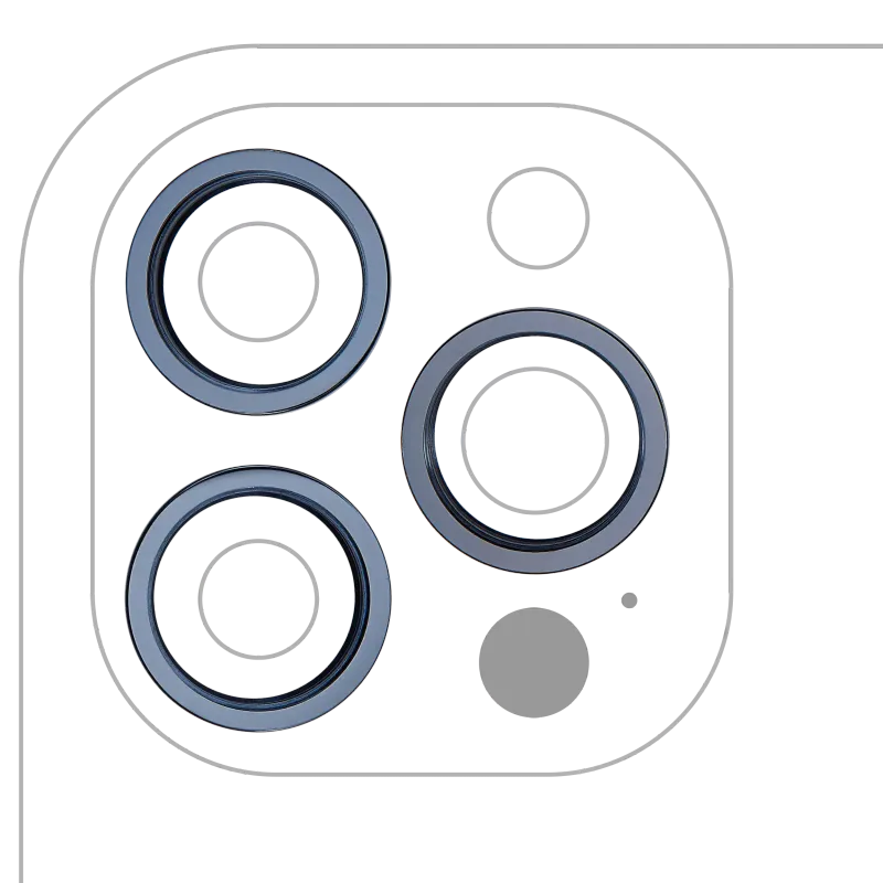 Samotný rámeček sklíčka zadní kamery pro iPhone 12 Pro Max (tichomořsky modrá) (sada 3 ks) (balení 10 ks)