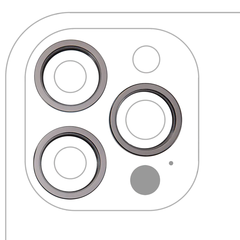 Samotný rámeček sklíčka zadní kamery pro iPhone 12 Pro Max (grafitová) (sada 3 ks) (balení 10 ks)