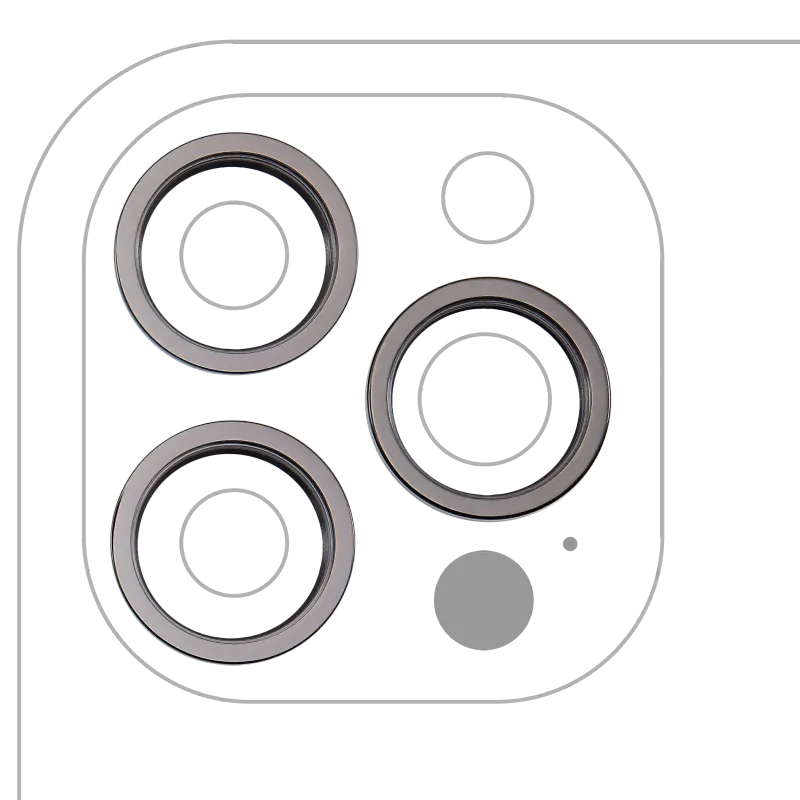 Samotný rámeček sklíčka zadní kamery pro iPhone 12 Pro Max (grafitová) (sada 3 ks)