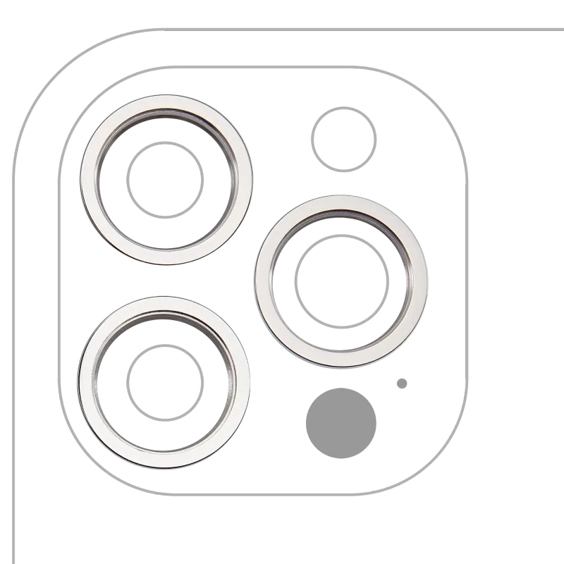 Samotný rámeček sklíčka zadní kamery pro iPhone 12 Pro Max (stříbrná) (sada 3 ks)