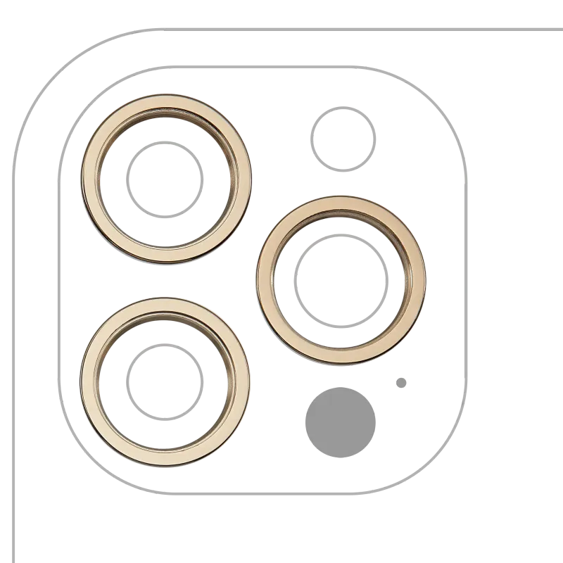 Samotný rámeček sklíčka zadní kamery pro iPhone 12 Pro Max (zlatá) (sada 3 ks)