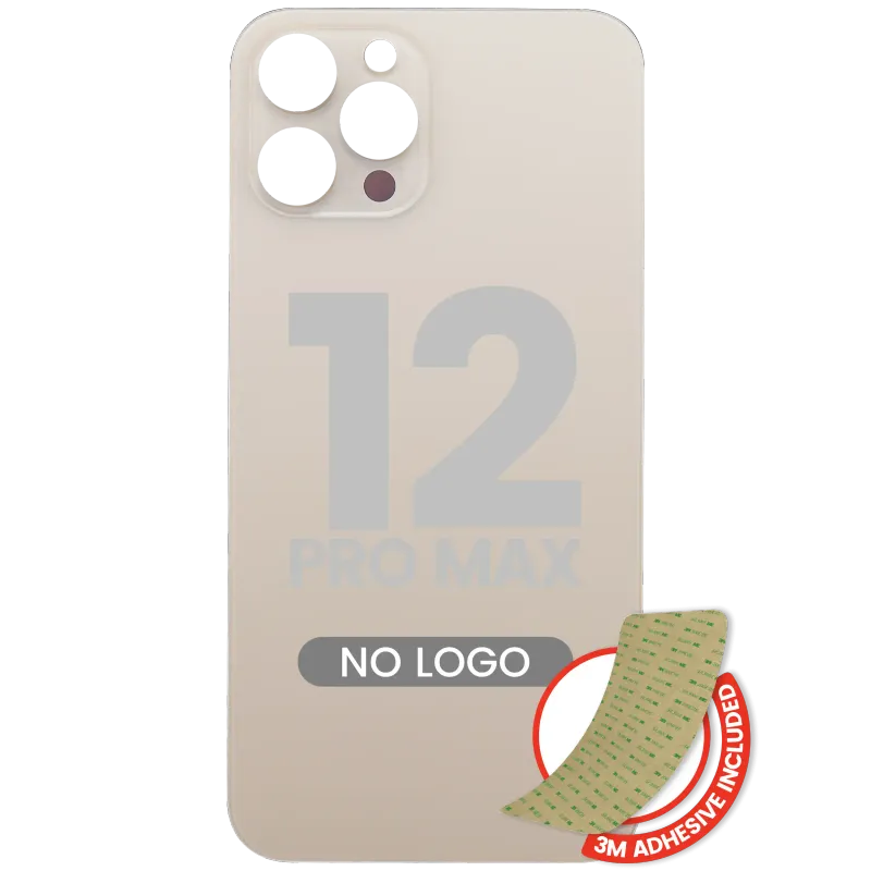 Zadní sklo s lepením 3M pro iPhone 12 Pro Max (bez loga, velký otvor pro kameru) (zlatá)