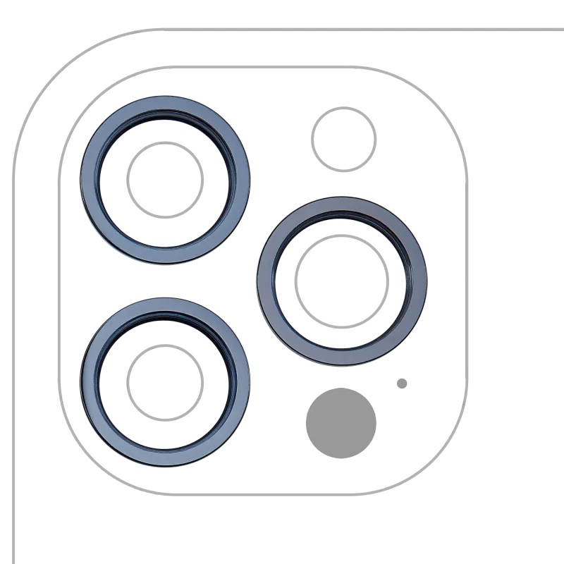 Samotný rámeček sklíčka zadní kamery pro iPhone 12 Pro Max (tichomořsky modrá) (sada 3 ks)