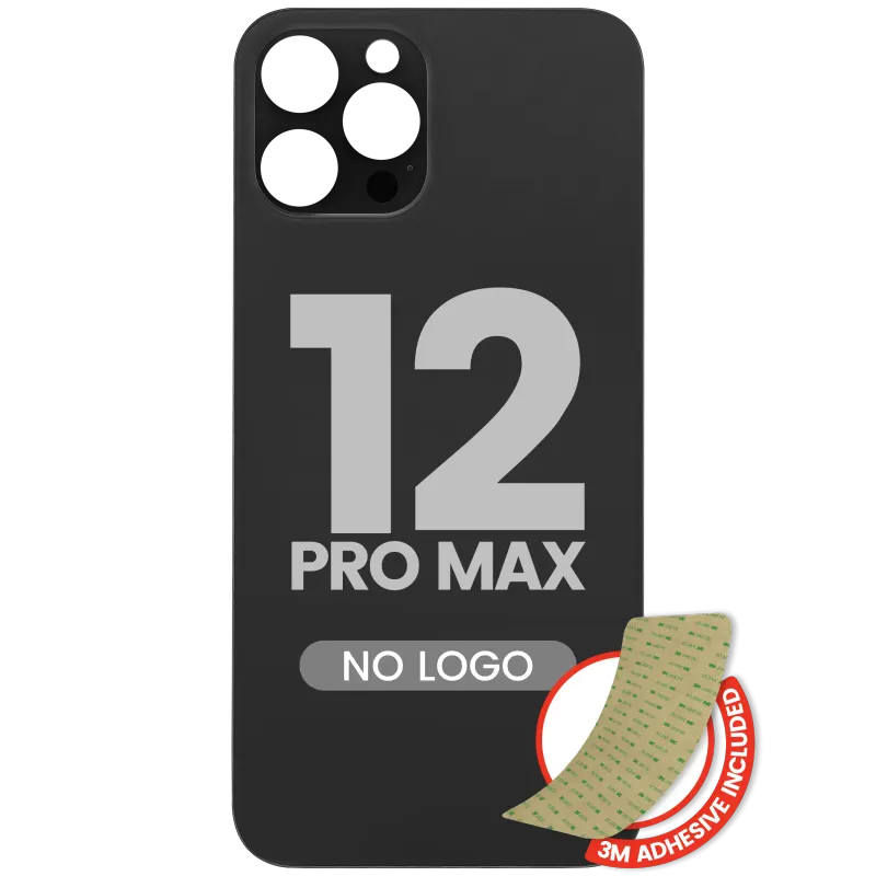Zadní sklo s lepením 3M pro iPhone 12 Pro Max (bez loga, velký otvor pro kameru) (grafitová)