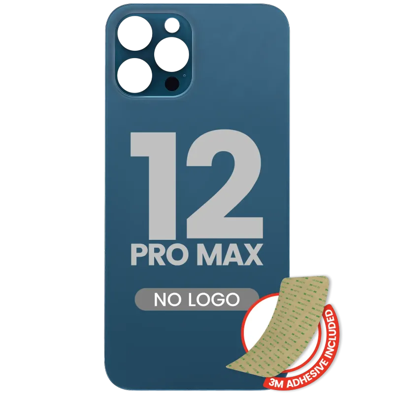 Zadní sklo s lepením 3M pro iPhone 12 Pro Max (bez loga, velký otvor pro kameru) (tichomořsky modrá)