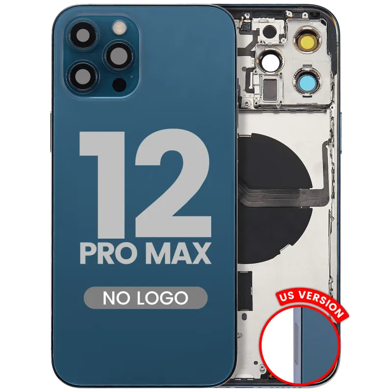 Zadní kryt (housing) s drobnými díly pro iPhone 12 Pro Max (US verze) (Aftermarket Plus) (tichomořsky modrá)