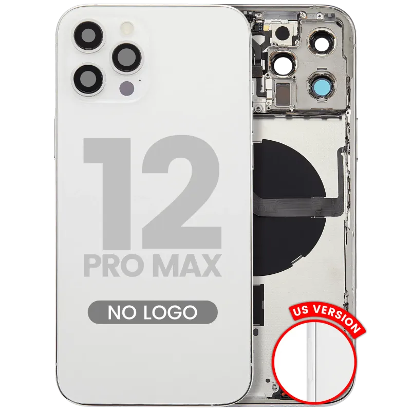 Zadní kryt (housing) s drobnými díly pro iPhone 12 Pro Max (US verze) (Aftermarket Plus) (stříbrná)