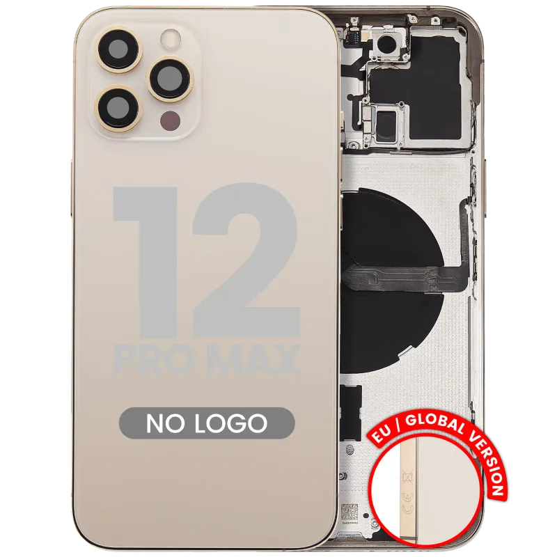 Zadní kryt (housing) s drobnými díly pro iPhone 12 Pro Max (EU verze) (Aftermarket Plus) (zlatá)