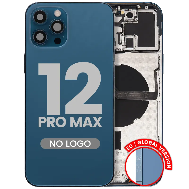 Zadní kryt (housing) s drobnými díly pro iPhone 12 Pro Max (EU verze) (Aftermarket Plus) (tichomořsky modrá)
