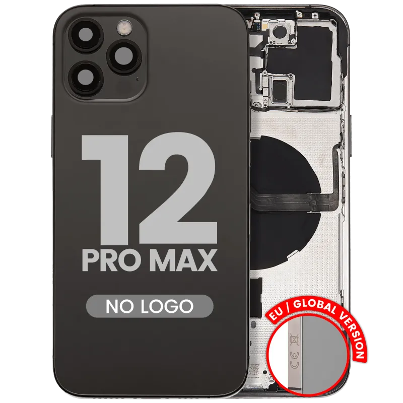 Zadní kryt (housing) s drobnými díly pro iPhone 12 Pro Max (EU verze) (Aftermarket Plus) (grafitová)