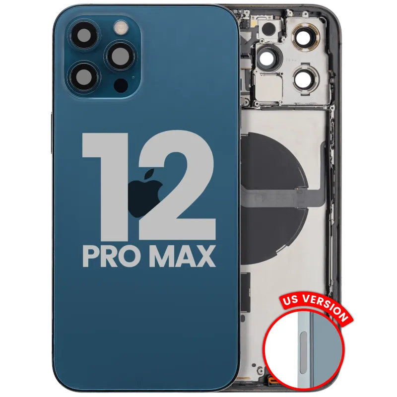 Zadní kryt (housing) s drobnými díly pro iPhone 12 Pro Max (EU verze) (originál z vyřazeného zařízení, stav C) (tichomořsky modrá)