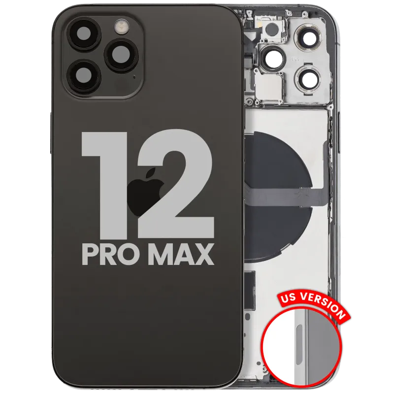 Zadní kryt (housing) s drobnými díly pro iPhone 12 Pro Max (US verze) (originál z vyřazeného zařízení, stav C) (grafitová)
