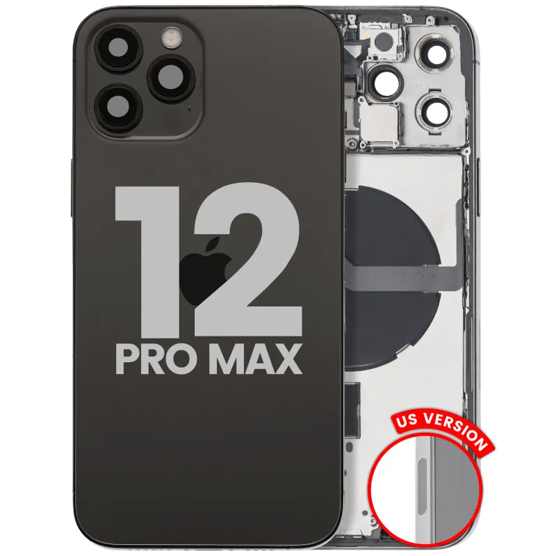 Zadní kryt (housing) s drobnými díly pro iPhone 12 Pro Max (US verze) (originál z vyřazeného zařízení, stav B) (grafitová)