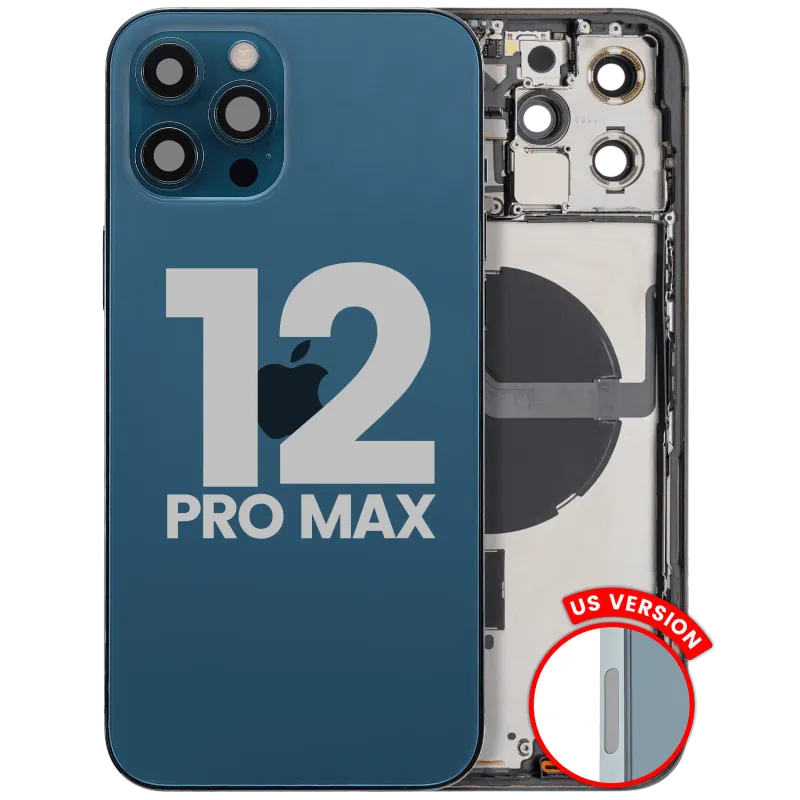 Zadní kryt (housing) s drobnými díly pro iPhone 12 Pro Max (US verze) (originál z vyřazeného zařízení, stav B) (tichomořsky modrá)