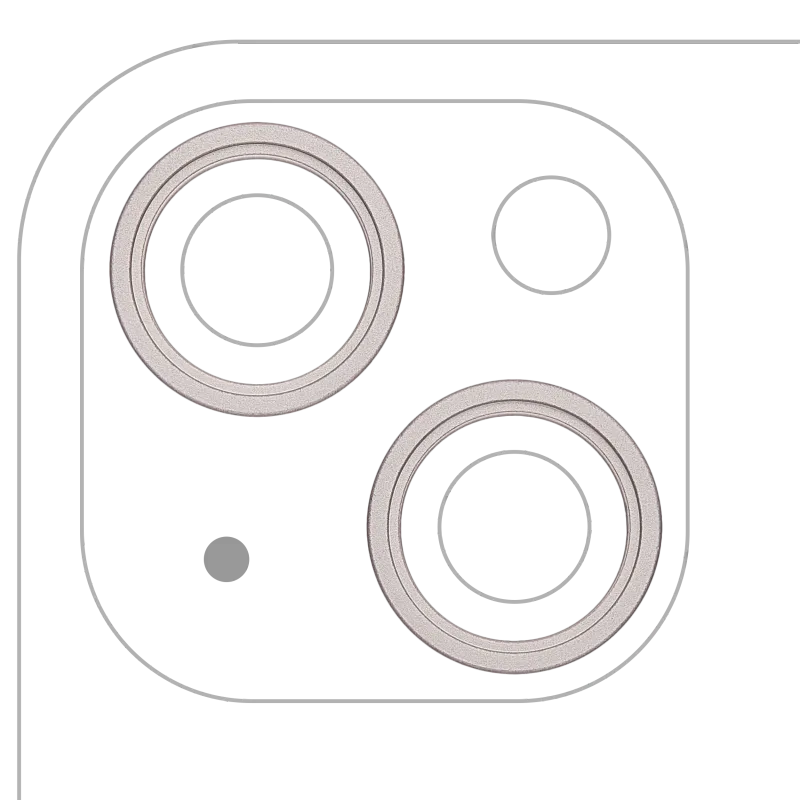 Samotný rámeček sklíčka zadní kamery pro iPhone 13 / 13 mini (sada 2 ks) (hvězdně bílá) (balení 10 ks)